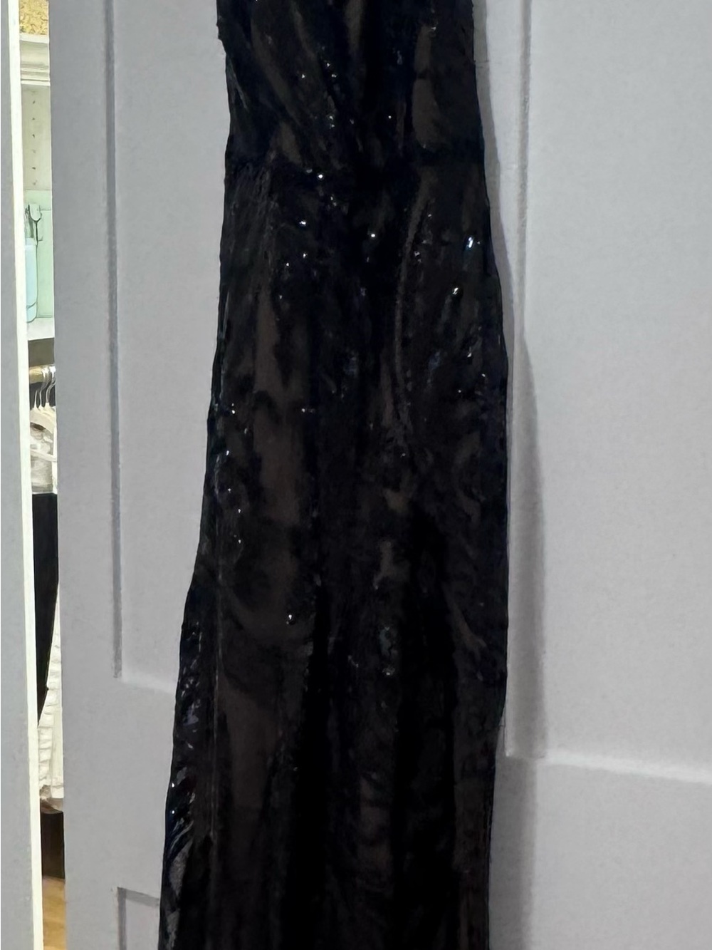 Black Sequin Evening Gown - Women Dresses